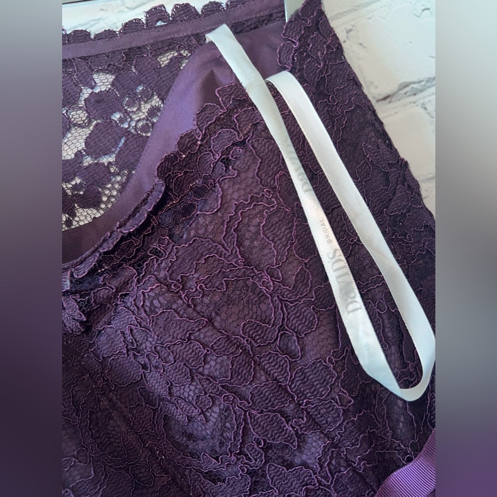 David’s Bridal Dark Purple Floral polyester long formal dress size 0 - Picture 12 of 16